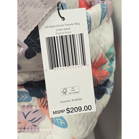 Vera Bradley NWT Ultralight Grand Traveler Bag Tropical Floral white blue coral - Picture 3 of 14